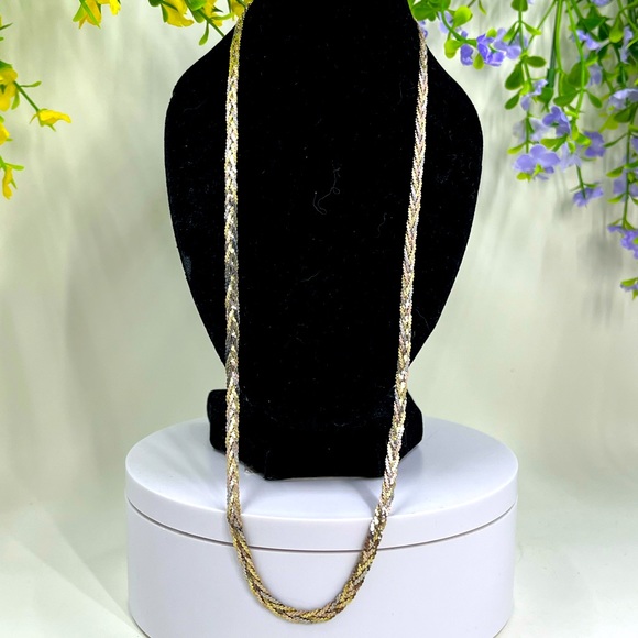 Jewelry - 925 Sterling Silver Stamped Italy Vintage Braided Tri Colour Chain